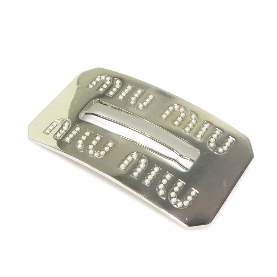 ミュウミュウ MIUMIU バレッタ ヘアピン メタル シルバー miumiu ヘア