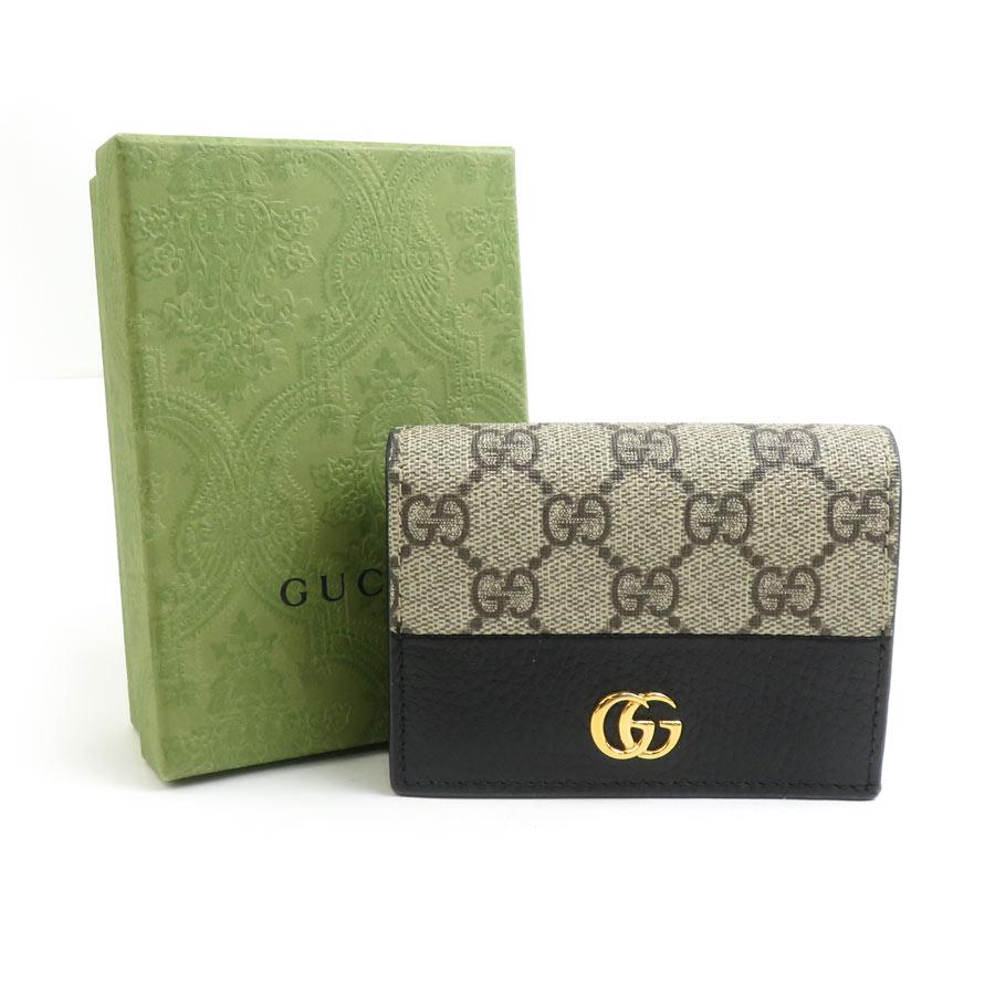 美品 GUCCI グッチ 二つ折り財布 キャンバス レザー GGスプリーム GUCCI（グッチ） 二つ折り財布 GGスプリームキャンバス/レザー