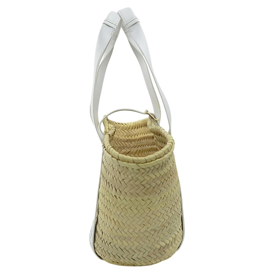 クロエ Chloé ラフィア レザー ハンドバッグ ホワイト カコバッグ 美品 Chloe（クロエ） ハンドバッグ カゴバッグ ストロー/レザー ホワイト