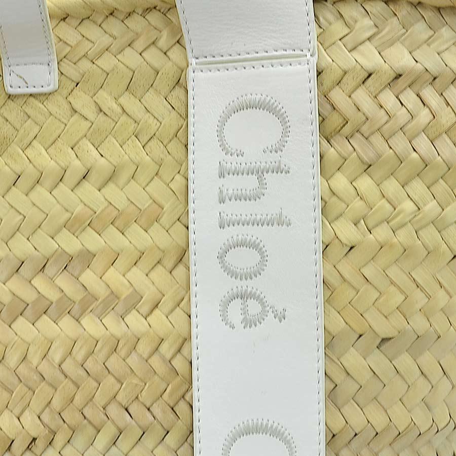 Chloe（クロエ） ハンドバッグ カゴバッグ ストロー/レザー ホワイト