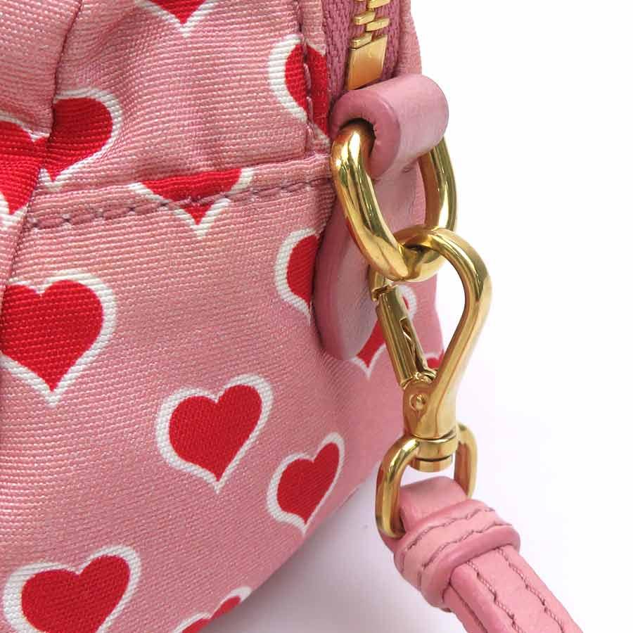 Miu Miu 花柄ポーチ ピンク miu miu（ミュウミュウ） ポーチ ナイロンキャンバス ピンク