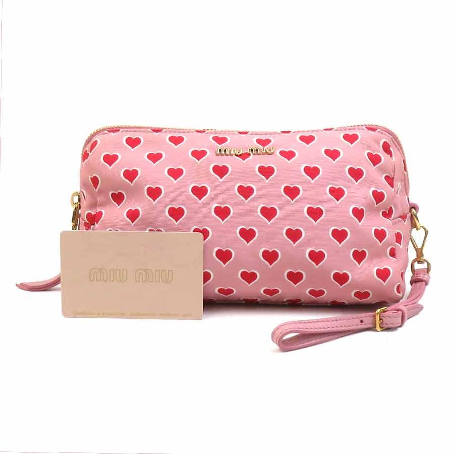 miu miu（ミュウミュウ） ポーチ ナイロンキャンバス ピンク