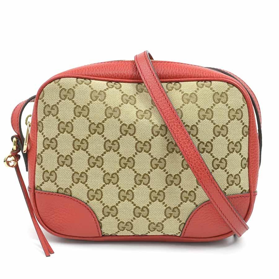 GUCCI（グッチ） ショルダーバッグ GGキャンバス/レザー レッド