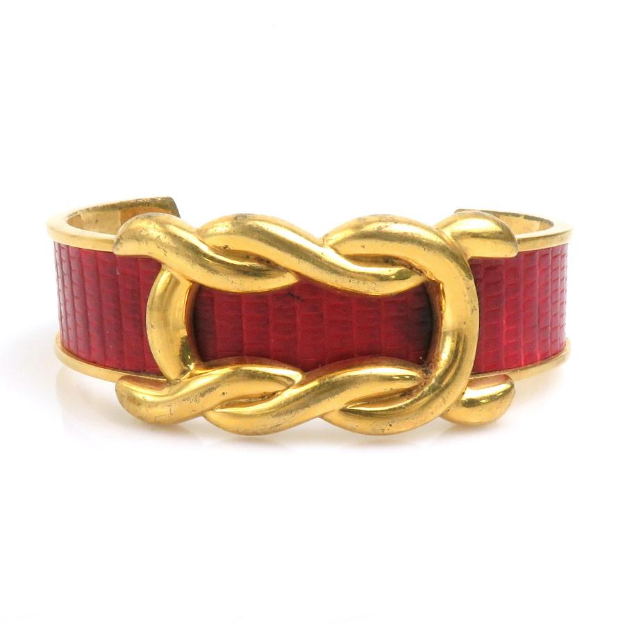 エルメス　バングル　リザード　レッド×ゴールド f-19095-1.jpg