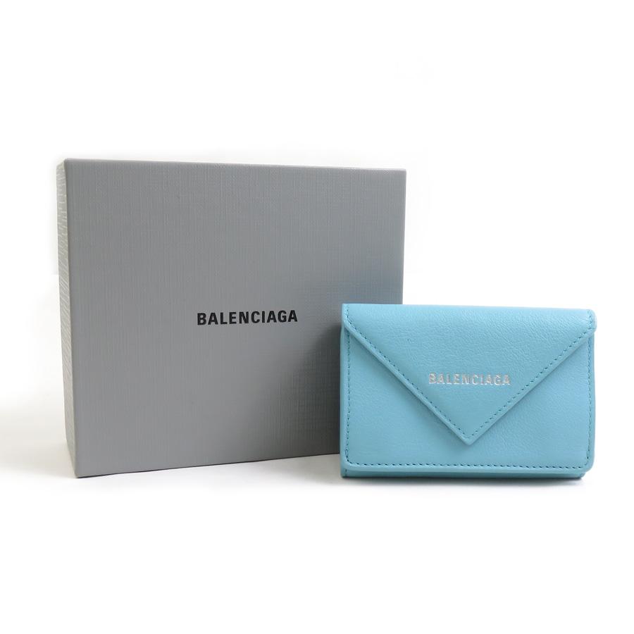 Balenciaga 三つ折り財布 ライトブルー BALENCIAGA（バレンシアガ） 三つ折り財布 レザー ライトブルー