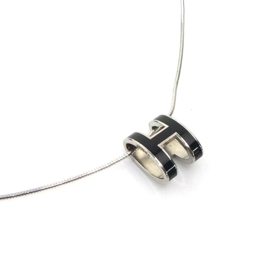 HERMES（エルメス） ネックレス ポップH メタル ブラック×シルバー
