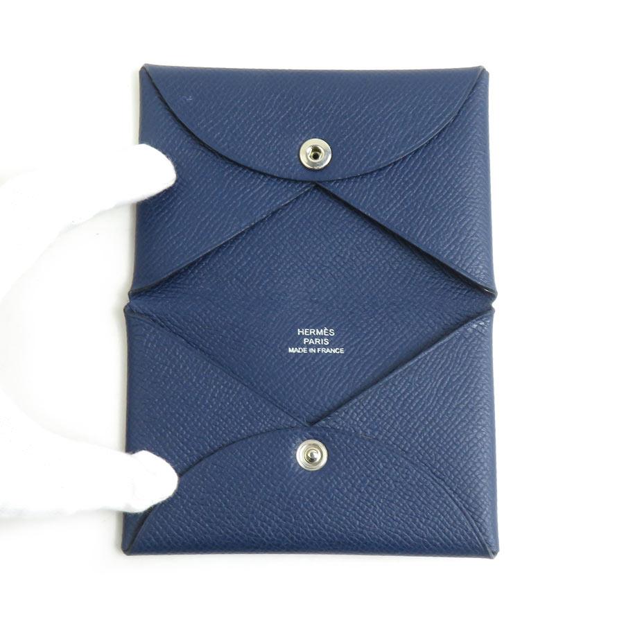 HERMES（エルメス） カードケース カルヴィ ヴォーエプソン ブルー