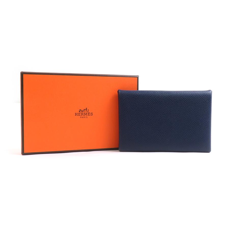 HERMES（エルメス） カードケース カルヴィ ヴォーエプソン ブルー