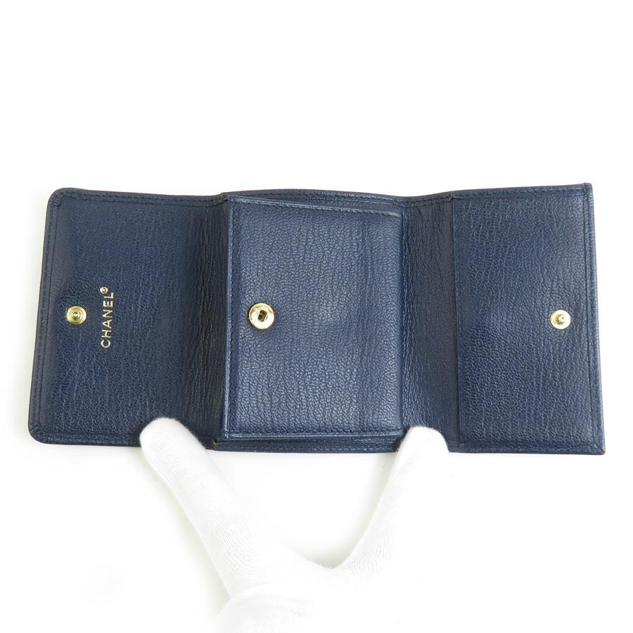 CHANEL（シャネル） 三つ折り財布 レザー ネイビー : ブランドバリュー