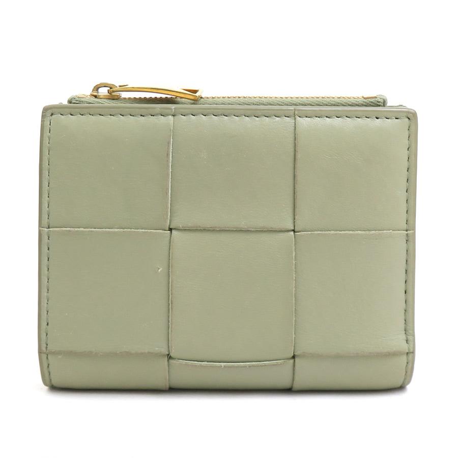 ボッテガヴェネタ BOTTEGAVENETA 二つ折り財布 カセット グリーン ボッテガヴェネタ BOTTEGAVENETA 二つ折り財布 カセット レザー