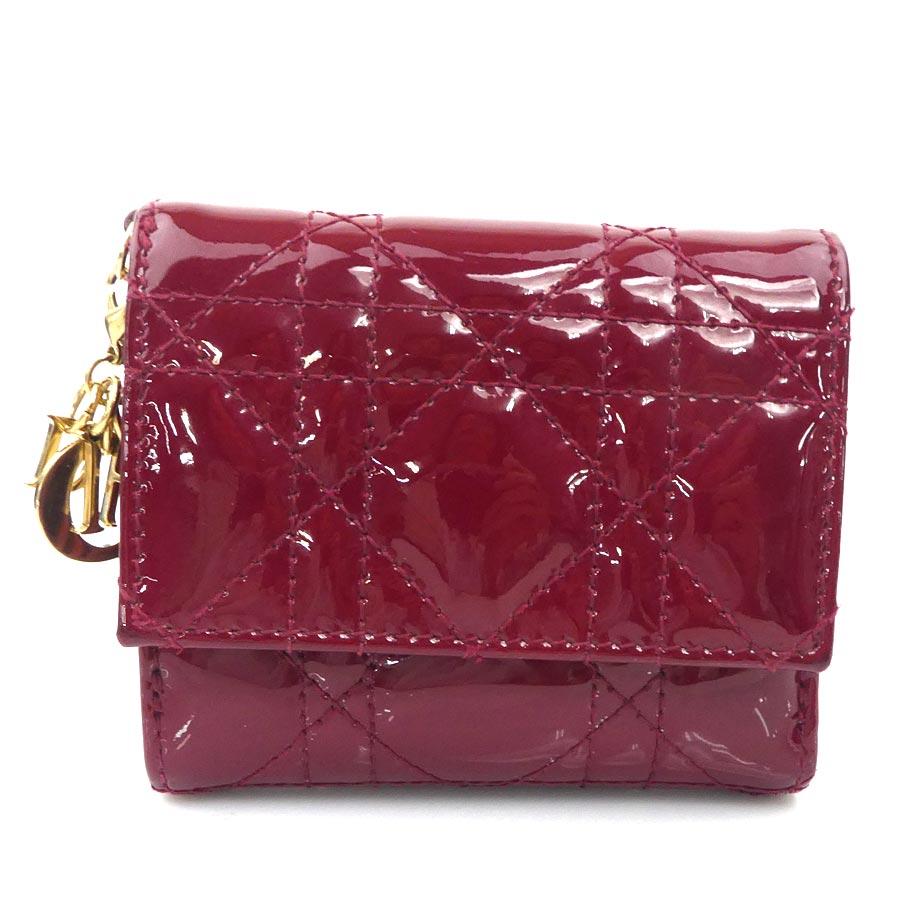 Dior/赤パテントレザー三つ折り財布 クリスチャンディオール Christian Dior 三つ折り財布 パテントレザー