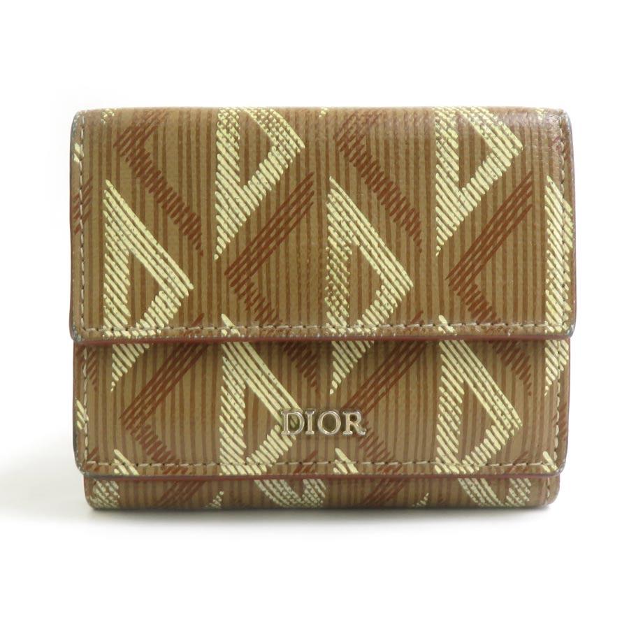 Dior ブラウンレザー 三つ折り財布 クリスチャンディオール Christian Dior 三つ折り財布 レザー ブラウン