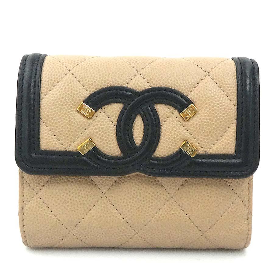 reiyo　シャネル　ccフィリグリー　財布　三つ折り財布 CHANEL（シャネル） 三つ折り財布 CCフィリグリー キャビアスキン