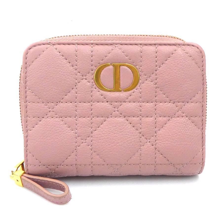 Christian Dior 二つ折り財布 ピンク クリスチャンディオール Christian Dior 二つ折り財布 カロ ラムスキン