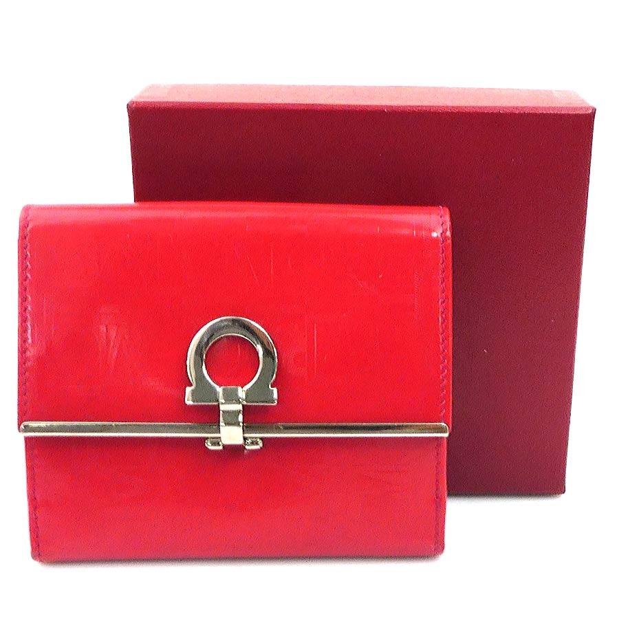 サルヴァトーレフェラガモ Salvatore Ferragamo 二つ折り財布 ガンチーニ レザー レッド レディース 送料無料【中古】 r11095a サルヴァトーレフェラガモ Salvatore Ferragamo 二つ折り財布