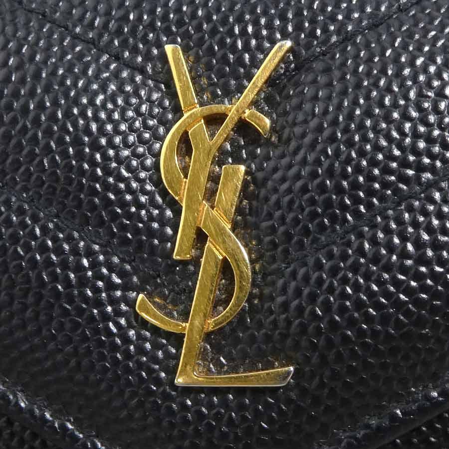 サンローラン SAINT LAURENT 三つ折り財布 レザー ブラック : ブランド