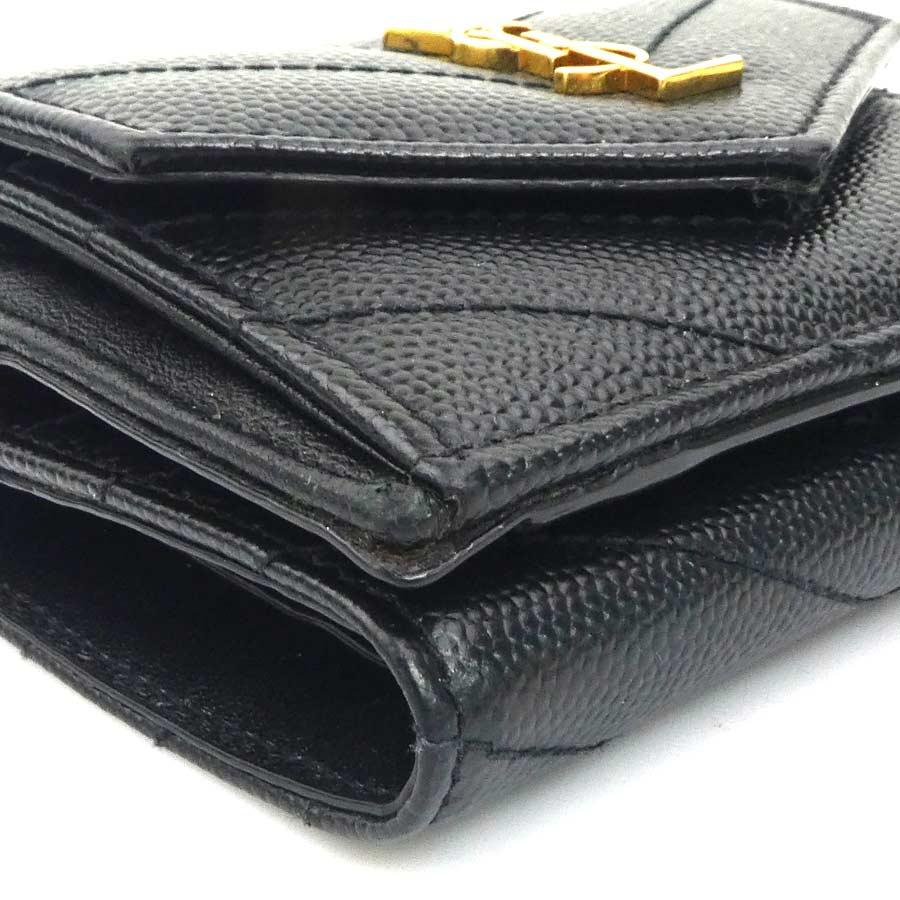 サンローラン SAINT LAURENT 三つ折り財布 レザー ブラック : ブランド