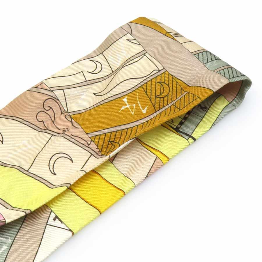 HERMES ツイリー スカーフ イエロー系 シルク100% 箱付き HERMES（エルメス） スカーフ ツイリー シルク イエロー系 : ブランド