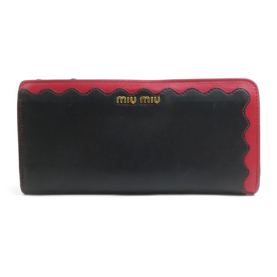 miu miu（ミュウミュウ） MIUMIU L字ファスナー長財布 レザー レッド