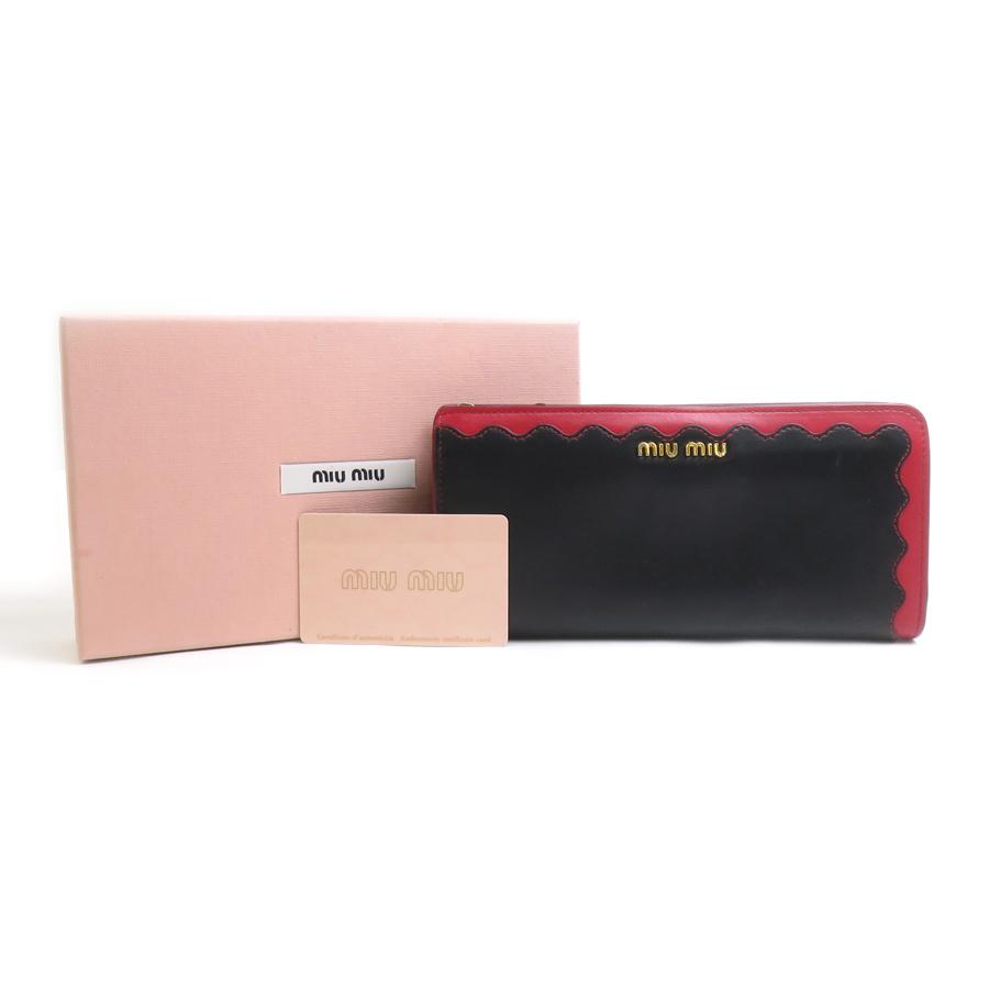 miu miu（ミュウミュウ） MIUMIU L字ファスナー長財布 レザー レッド