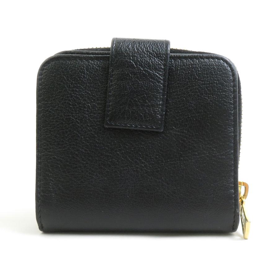 イヴ サンローラン YVES SAINT LAURENT 二つ折り財布 レザー ブラック レディース 送料無料【中古】 r11117i Yves Saint Laurent（イヴ・サンローラン） イヴ サンローラン 二