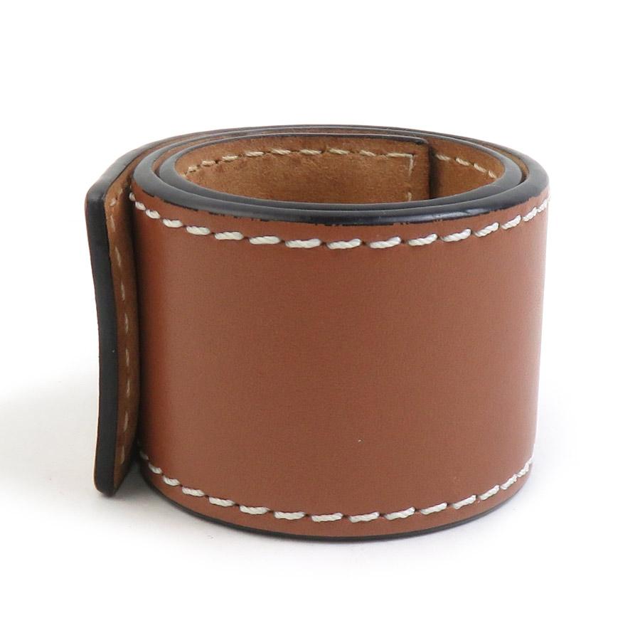 LOEWE（ロエベ） ブレスレット スラップ スモール レザー ブラウン