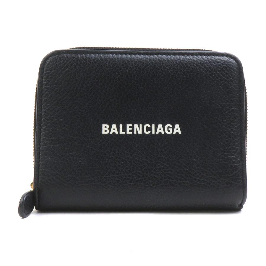 BALENCIAGA（バレンシアガ） 二つ折り財布 レザー ブラック : ブランド