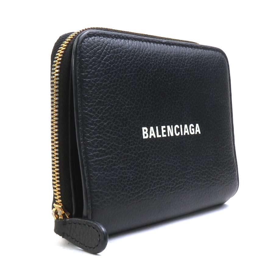 BALENCIAGA 二つ折り財布 黒 BALENCIAGA（バレンシアガ） 二つ折り財布 レザー ブラック : ブランド