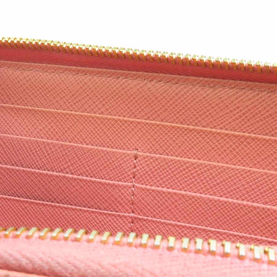 PRADA（プラダ） ラウンドファスナー長財布 レザー ピンク : ブランド