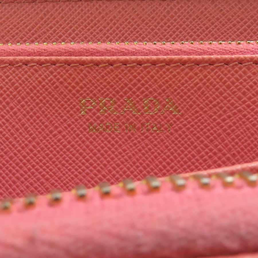 PRADA（プラダ） ラウンドファスナー長財布 レザー ピンク : ブランド