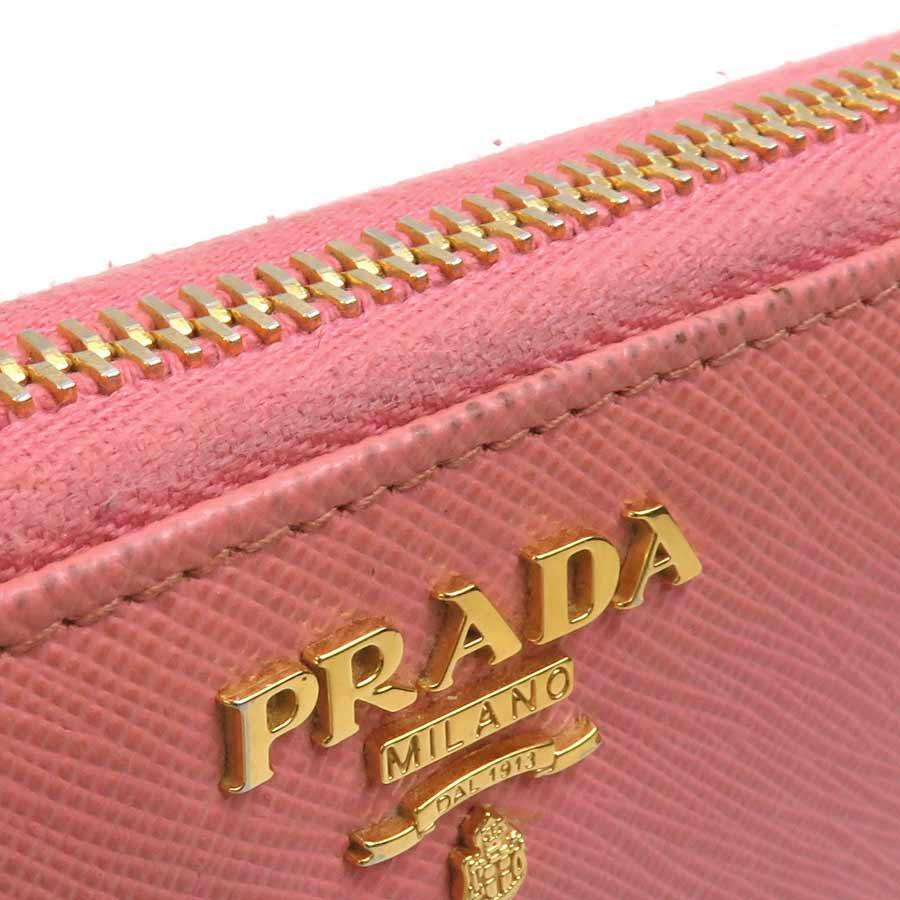 PRADA（プラダ） ラウンドファスナー長財布 レザー ピンク : ブランド