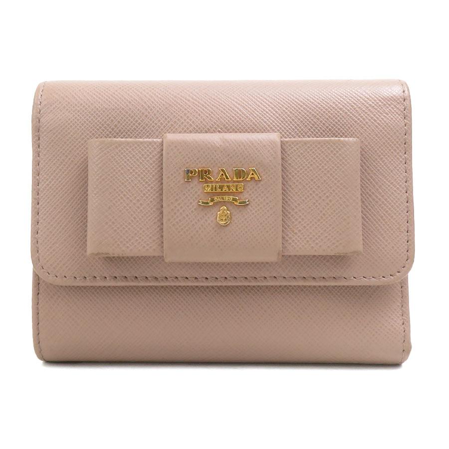 PRADA 三つ折り財布 ベージュ PRADA（プラダ） 三つ折り財布 レザー ベージュ : ブランドバリュー