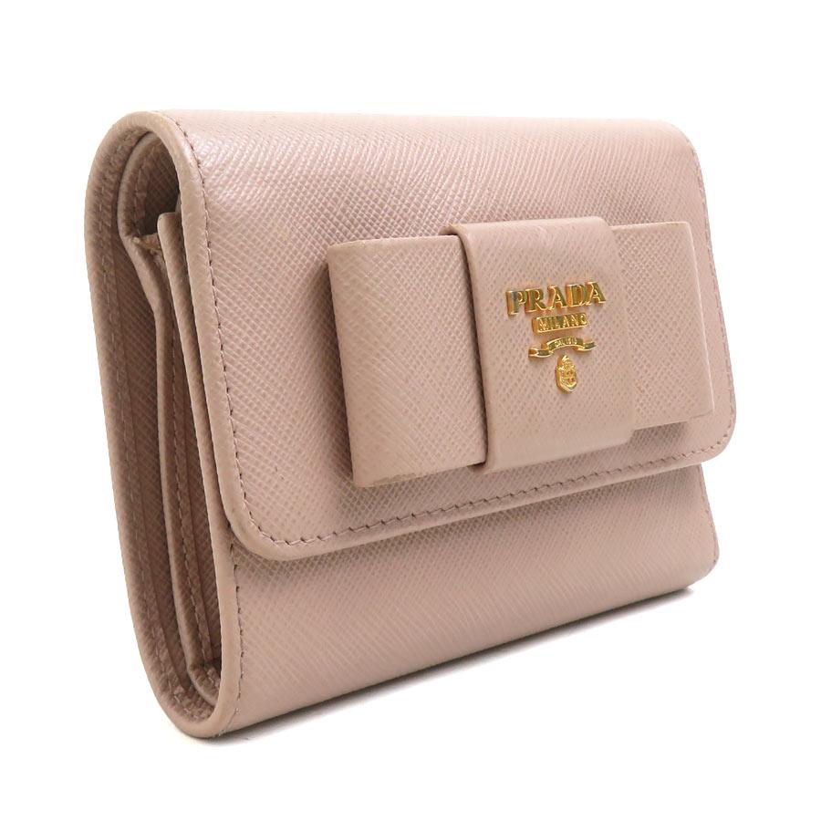 PRADA（プラダ） 三つ折り財布 レザー ベージュ : ブランドバリュー