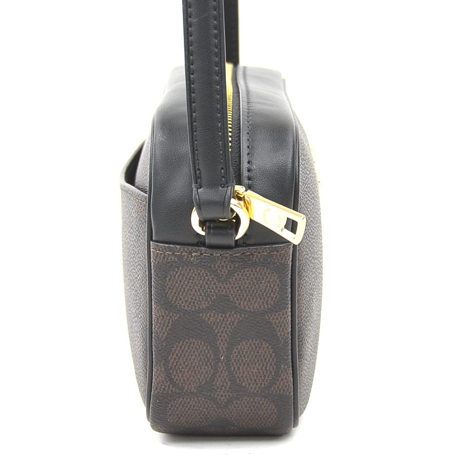 COACH シグネチャー ショルダーバッグ ブラウン ブラック COACH（コーチ） ショルダーバッグ シグネチャー レザー ブラック