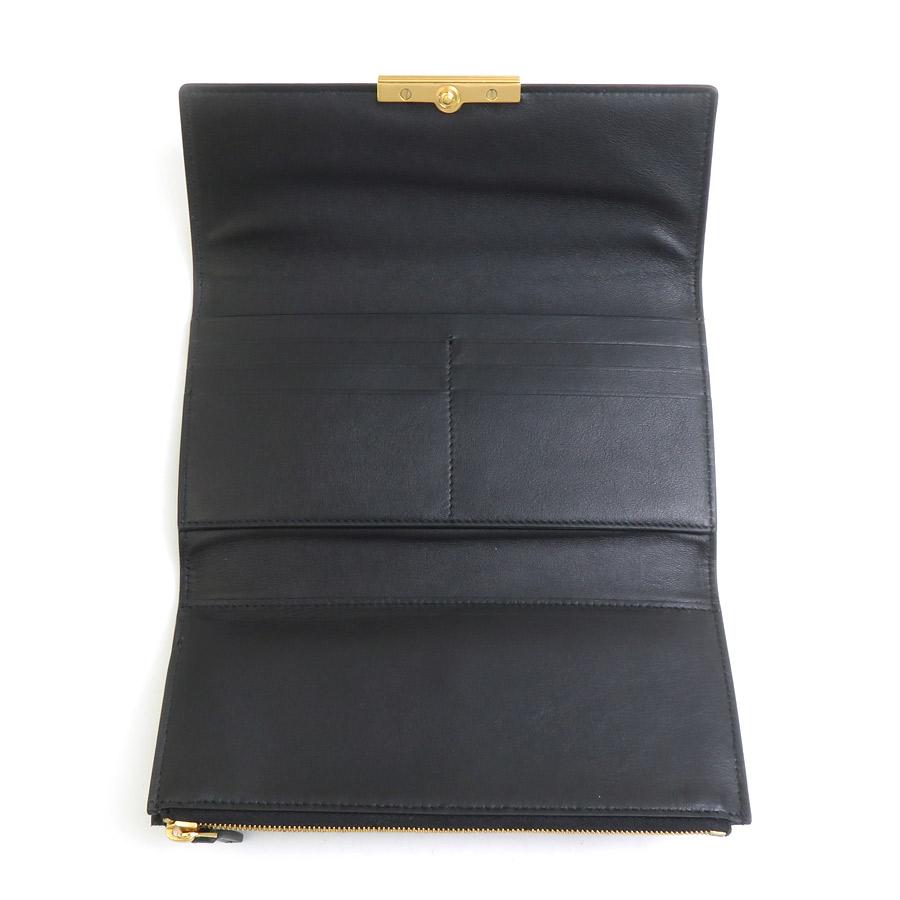 ボッテガ　ヴェネタ　BOTTEGA VENETA 2つ折り長財布　黒￼ ボッテガヴェネタ BOTTEGAVENETA 二つ折り長財布 レザー ブラック