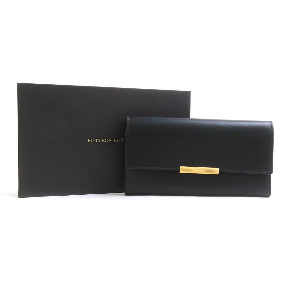 ボッテガヴェネタ BOTTEGAVENETA 二つ折り長財布 レザー ブラック