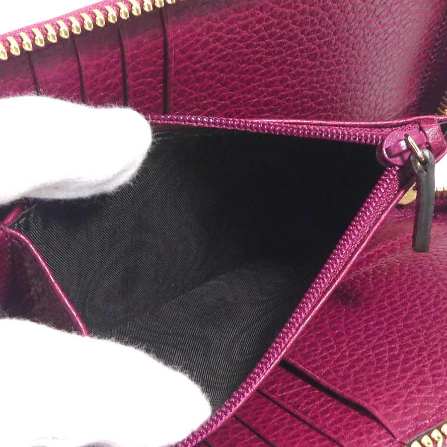 【微美品】GUCCI　グッチ　エンボスロゴ　折り財布　ワインレッド　赤系　レザー GUCCI（グッチ） 二つ折り財布 レザー ワインレッド : ブランド