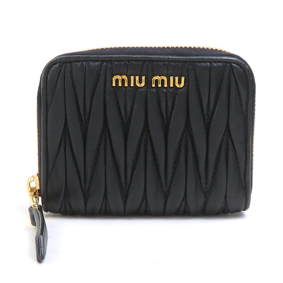 miumiu ミュウミュウ マテラッセ ケース 小銭入れ ブラック miu miu（ミュウミュウ） コインケース マテラッセ レザー ブラック