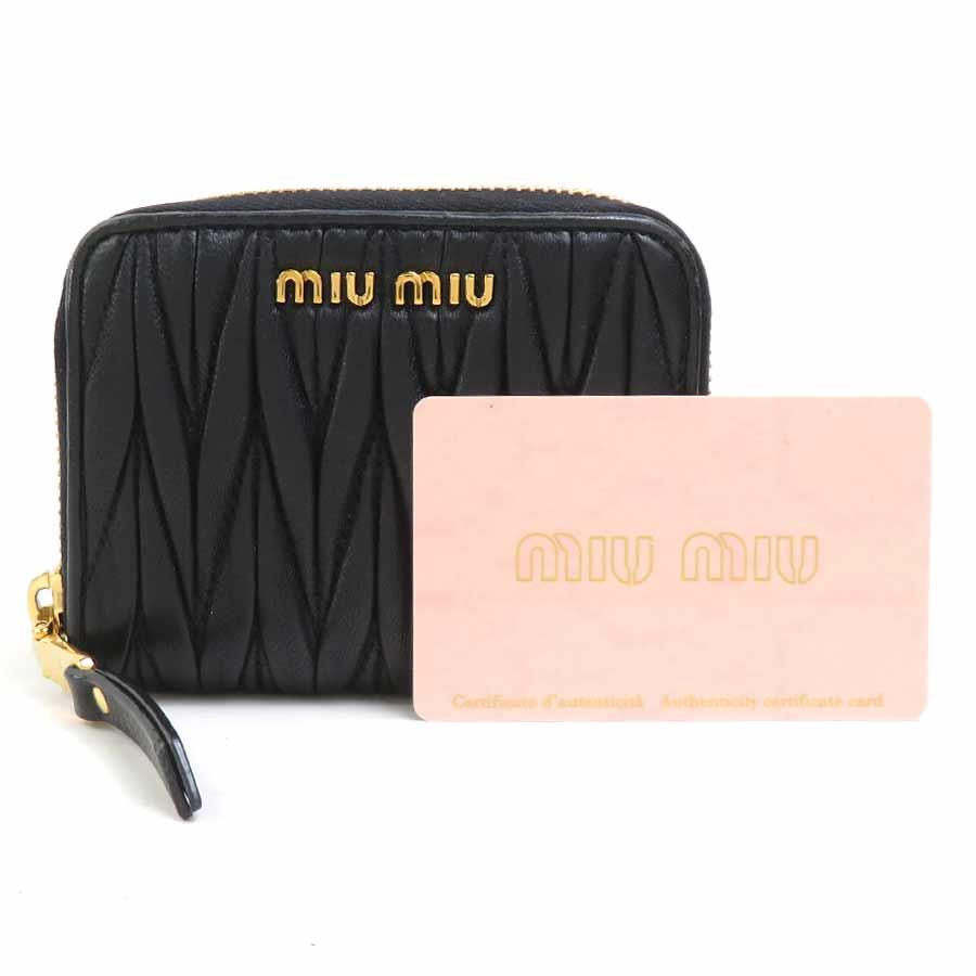 miumiu ミュウミュウ マテラッセ ケース 小銭入れ ブラック miu miu（ミュウミュウ） コインケース マテラッセ レザー ブラック