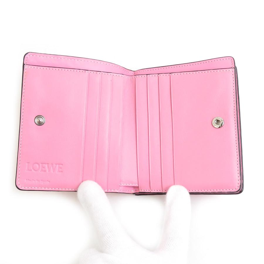 LOEWE（ロエベ） 二つ折り財布 アナグラム/コーティングレザー ピンク