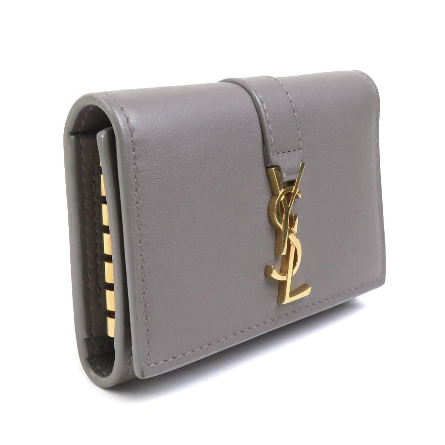 SAINT LAURENT グレー レザー キーケース サンローラン SAINT LAURENT キーケース レザー グレー : ブランド