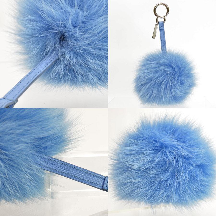 FENDI フェンディ チャーム ファーxレザーx金属素材 ブルーx