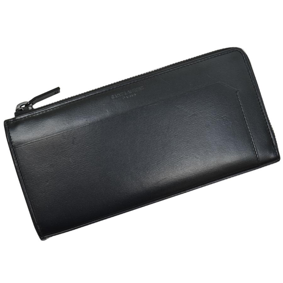 【美品】サンローラン SAINT LAURENT 長財布 ブラック 黒 Yves Saint Laurent サンローラン 長財布 メンズ ブラック SAINT