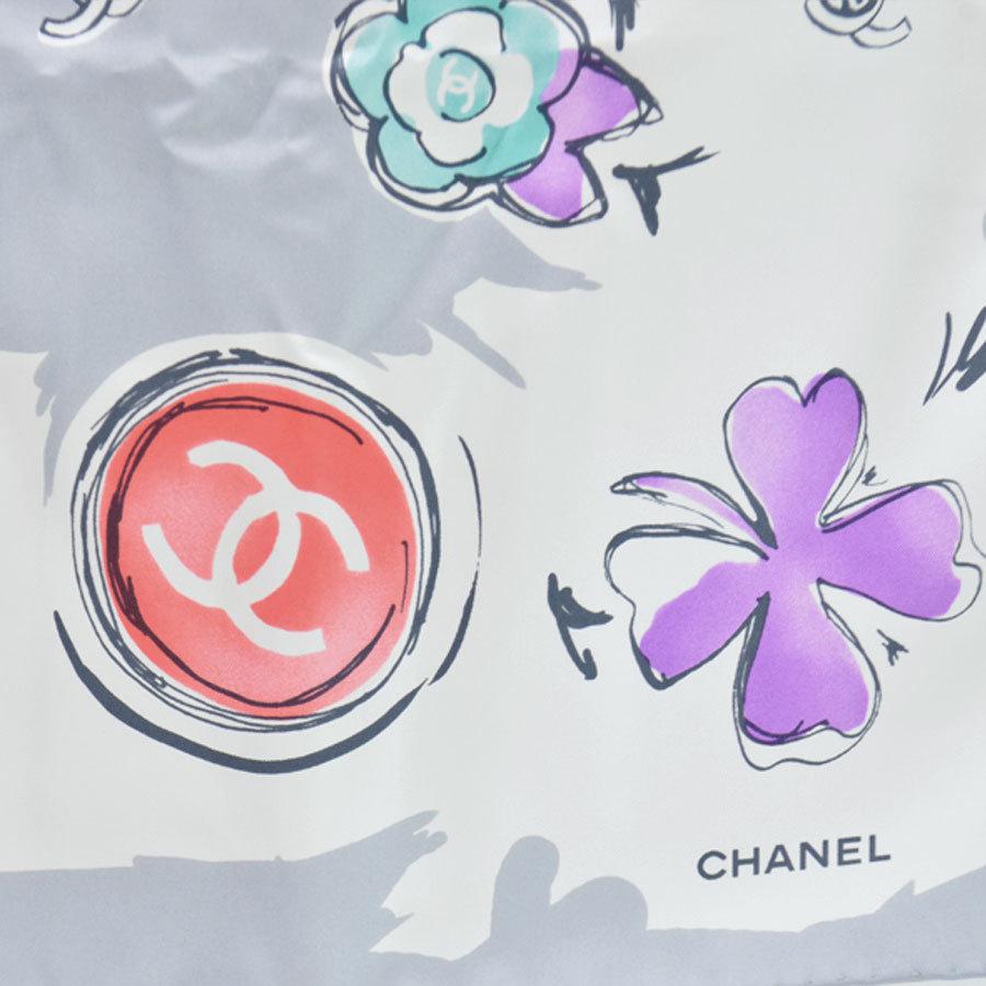 CHANEL シャネル スカーフ アイコン カメリア シルク100