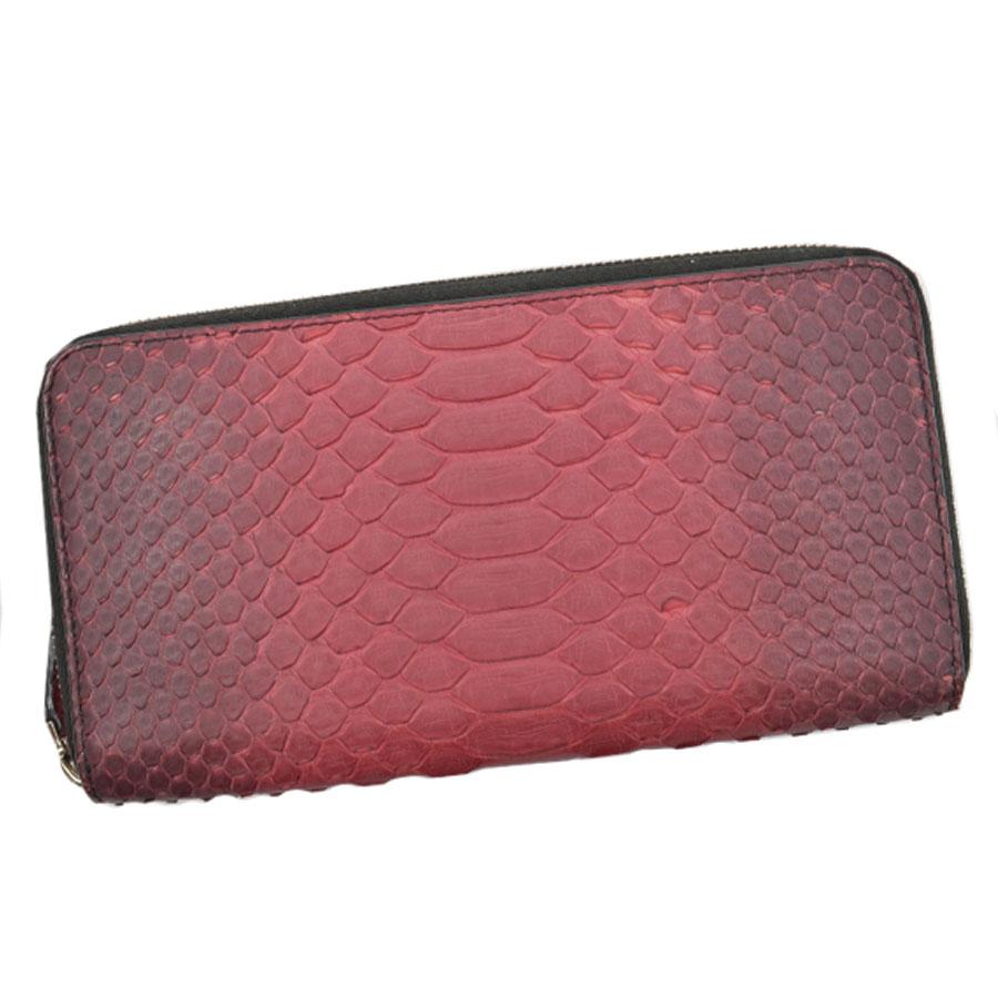 ディオールオム DIOR HOMME 長財布 パイソンレザーx金属素材 レッドx