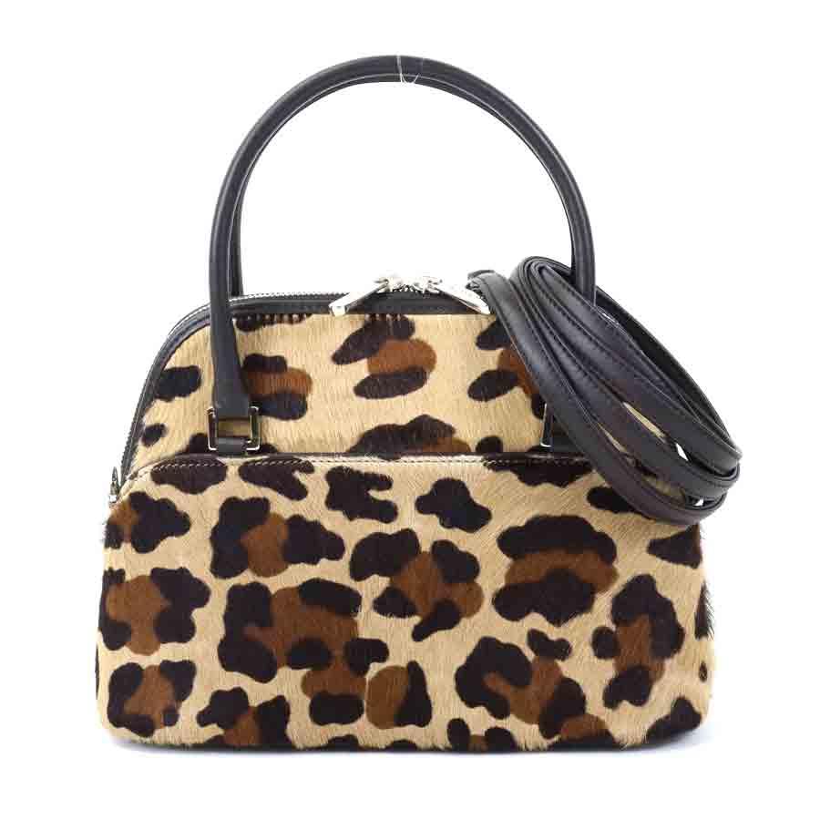 フォクシー☆バッグ☆ハラコ フォクシー マカロン ブラウン バッグ  