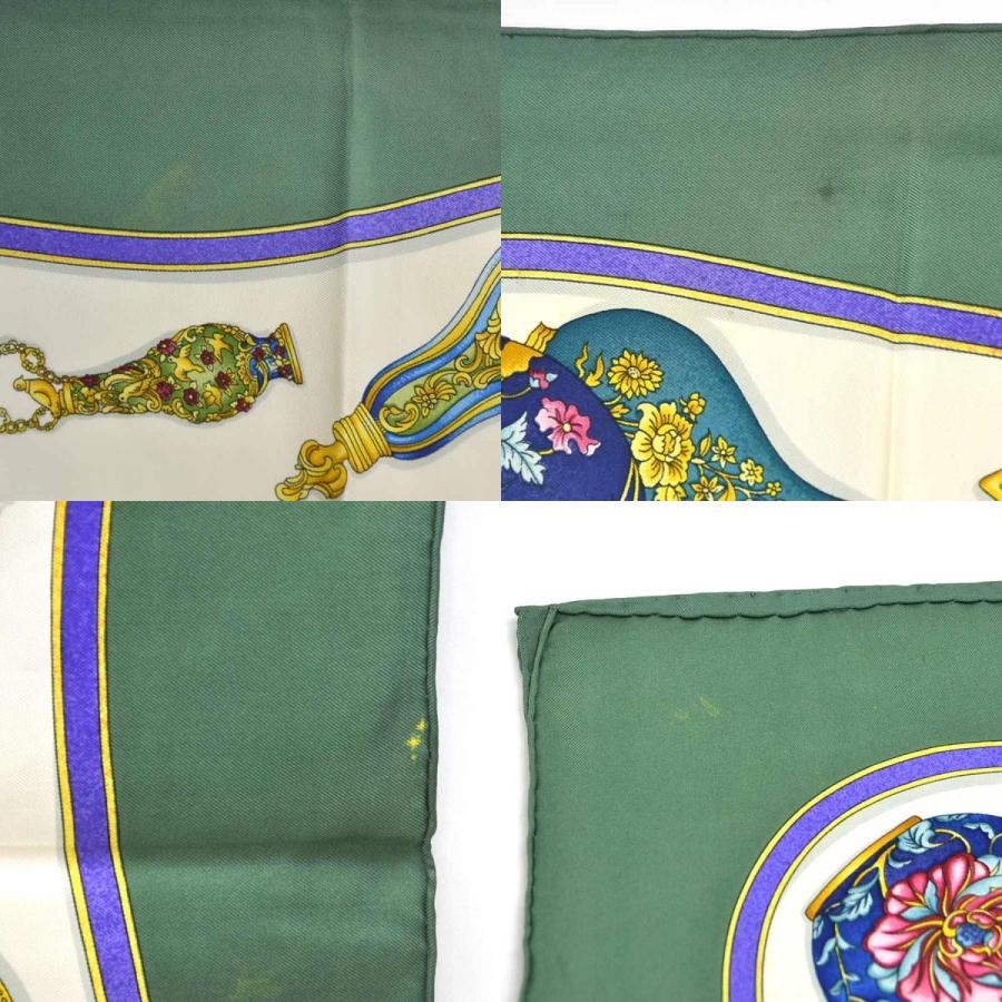 HERMES エルメス　カレ90 香水瓶柄　グリーン　美品 HERMES（エルメス） スカーフ カレ90 Qu'importe le flacon 香水瓶 100