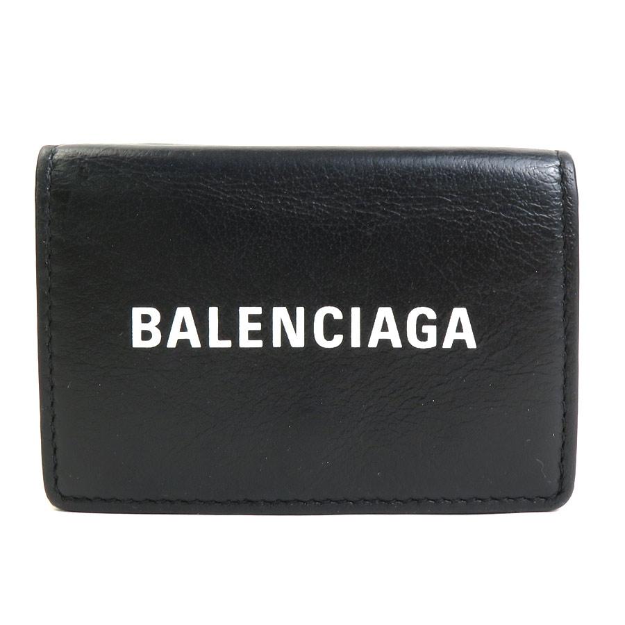 BALENCIAGA（バレンシアガ） 三つ折り財布 レザー ブラック : ブランド