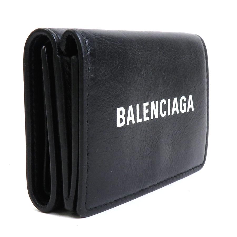 BALENCIAGA 財布　黒 レザー　3つ折り BALENCIAGA バレンシアガ 財布 二つ折り CASH SQUARE FOLDED