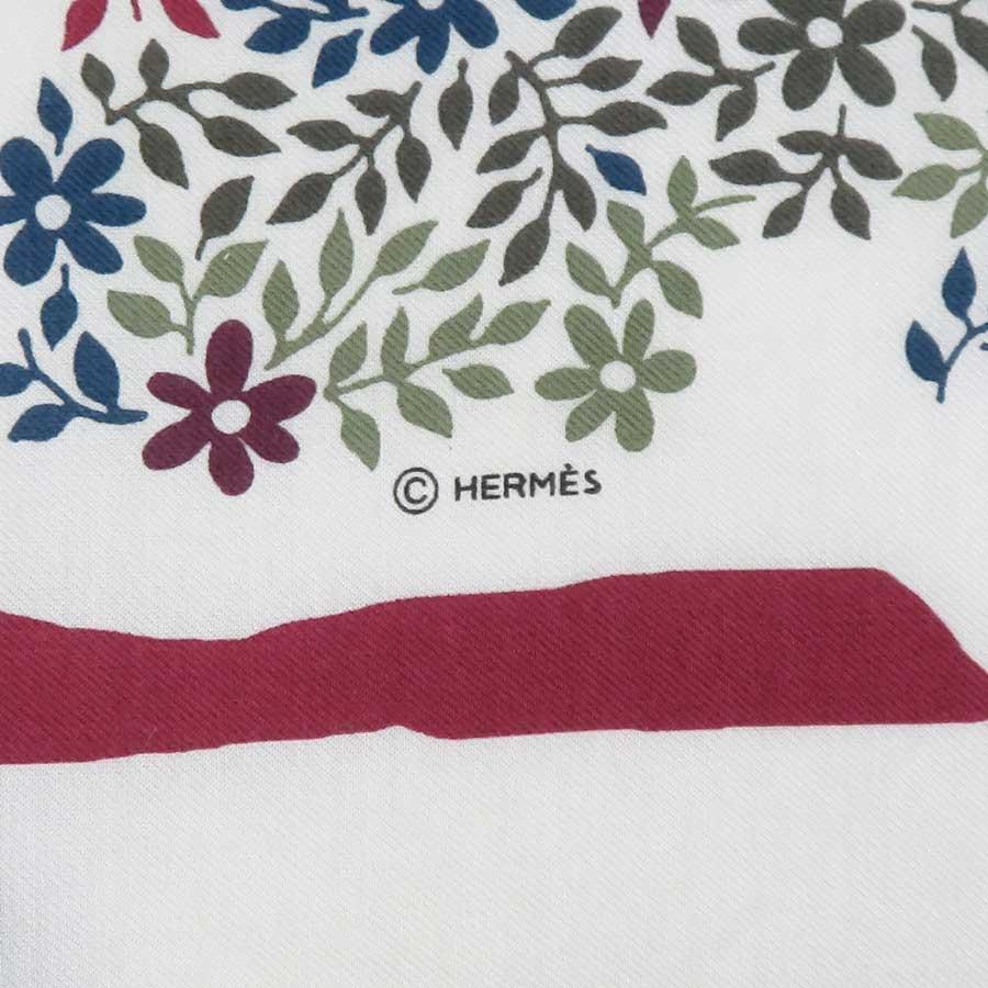 【希少】エルメス カレ65《カリプソの庭園》スカーフ H柄 花柄 コットンシルク HERMES - 【良品】エルメス カレ65《カリプソの庭園》スカーフ H